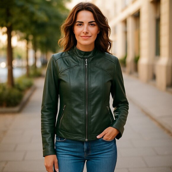 Guess Jackets & Blazers - Guess Green Moto Jacket
